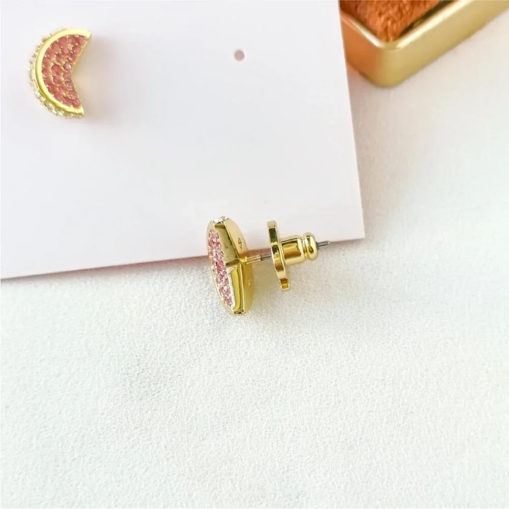 NWT Kate Spade Pink & Gold Fruit Salad Pave Grapefruit Stud Earrings
